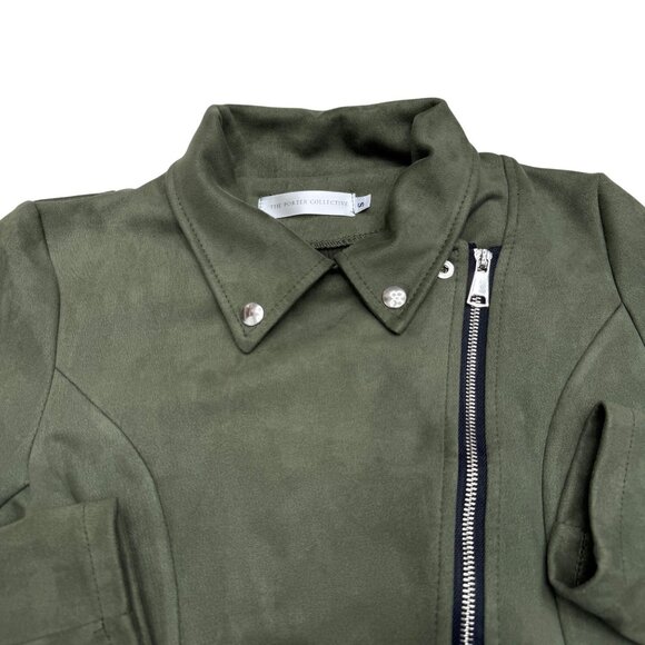 The Porter Collective Women's Faux Suede Zip Green Jacket, Size S - Picture 4 of 8